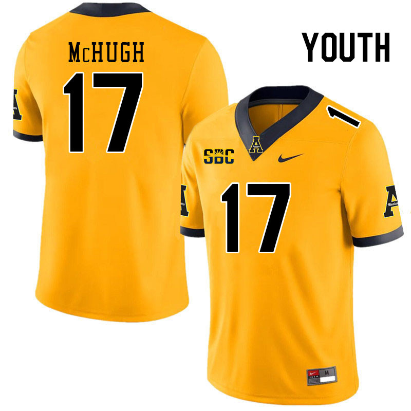 Youth #17 Mason McHugh Appalachian State Mountaineers College Football Jerseys Stitched Sale-Gold